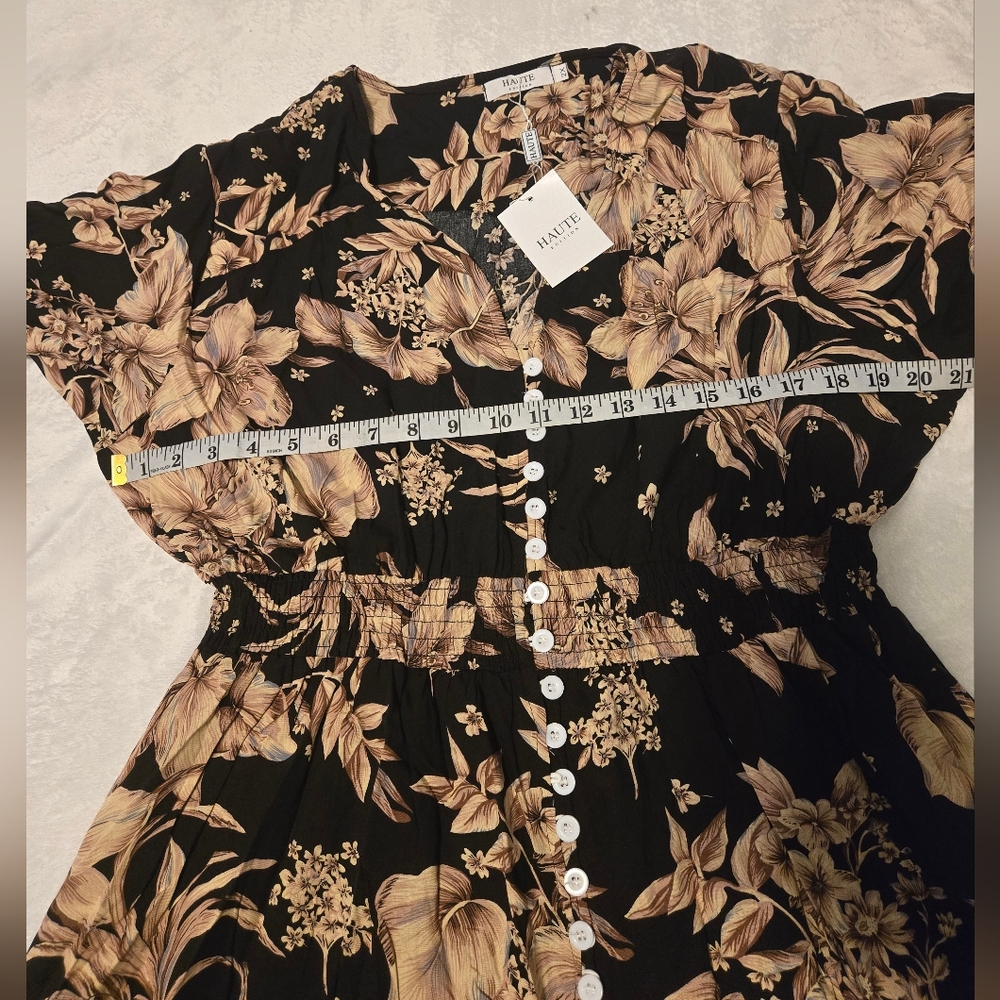 NWT Haute Edition Dress Floral Women's Size 2X Color Black/Bronw - Picture 4 of 12